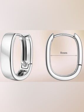 #4 Sterling Silver Rectangular Huggie Hoop